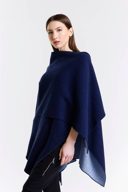 Kiersten Merino/Cashmere Reversible Wrap 419 Navy/Cornflower-5