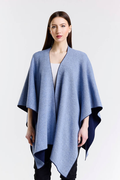 Kiersten Merino/Cashmere Reversible Wrap 419 Navy/Cornflower-2