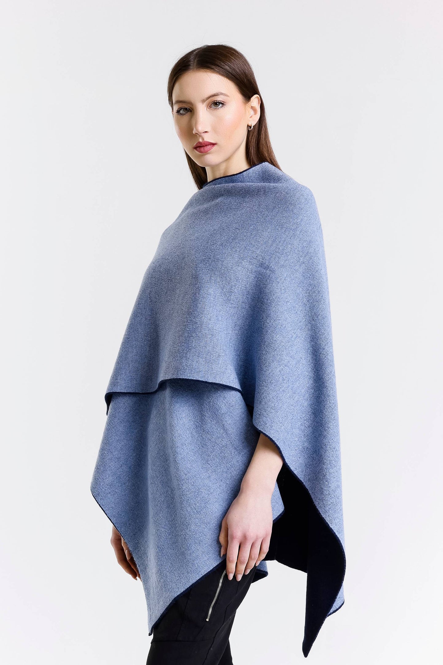 Kiersten Merino/Cashmere Reversible Wrap 419 Navy/Cornflower-7