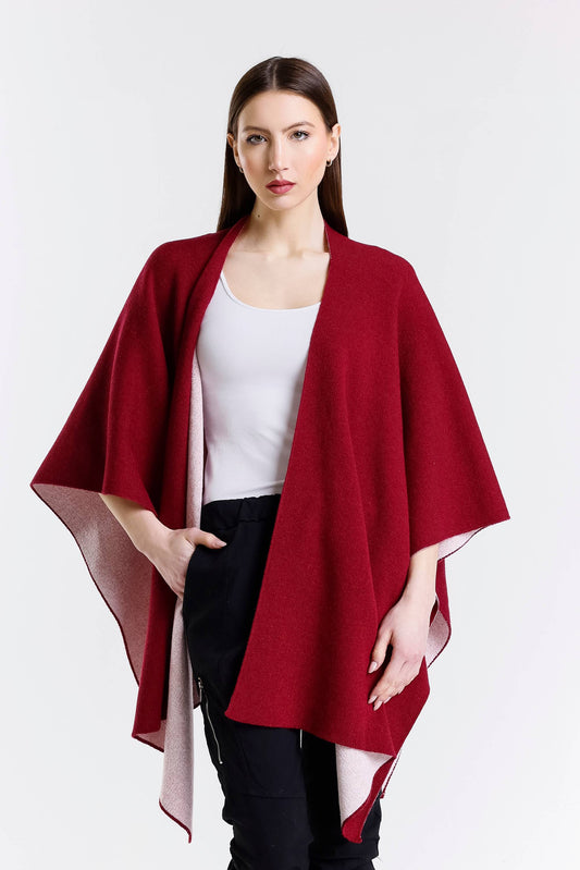 Kiersten Merino/Cashmere Reversible Wrap 631 Burgundy/Cream