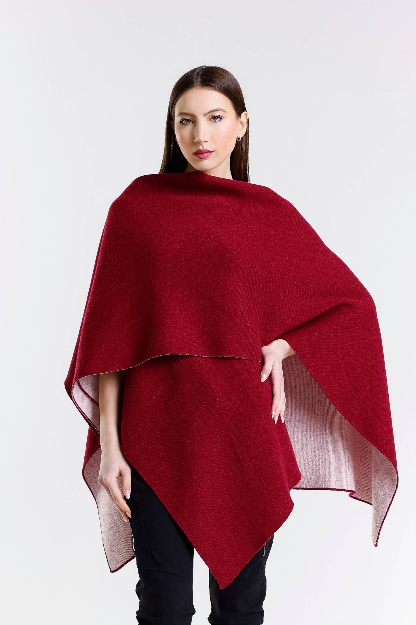 Kiersten Merino/Cashmere Reversible Wrap 631 Burgundy/Cream