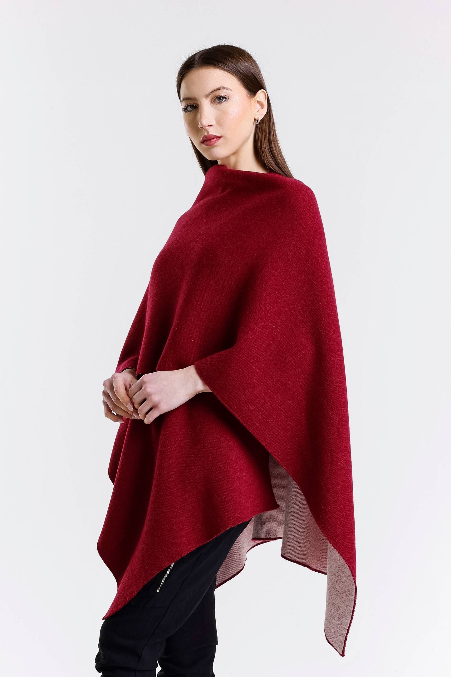 Kiersten Merino/Cashmere Reversible Wrap 631 Burgundy/Cream