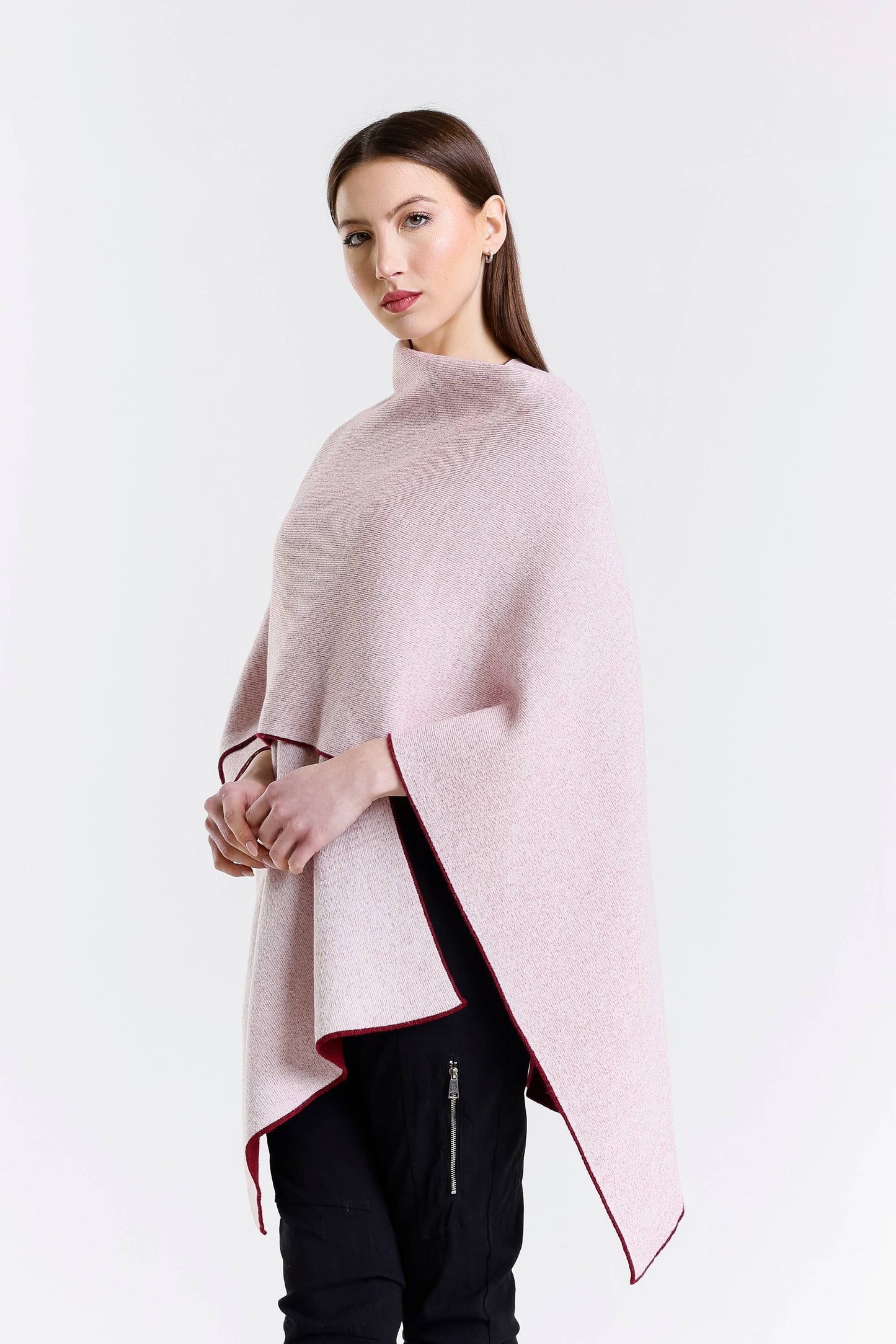 Kiersten Merino/Cashmere Reversible Wrap 631 Burgundy/Cream