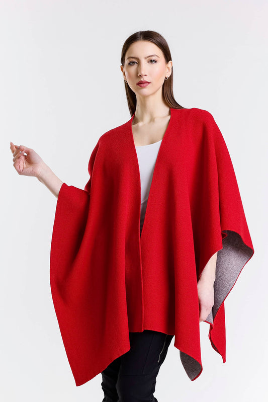 Kiersten Merino/Cashmere Reversible Wrap 632 Red/Gray-1