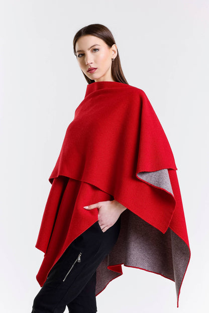 Kiersten Merino/Cashmere Reversible Wrap 632 Red/Gray-5
