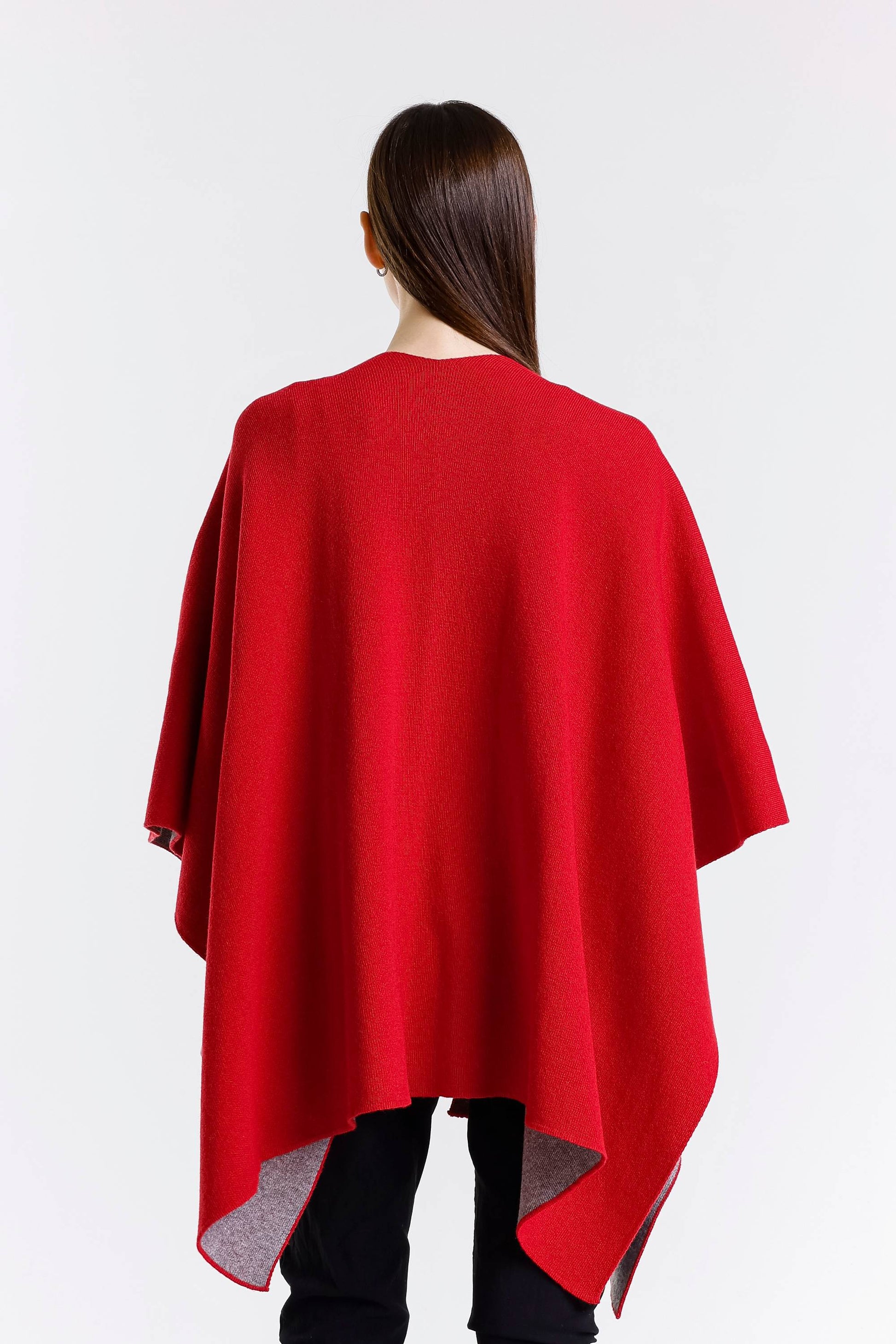 Kiersten Merino/Cashmere Reversible Wrap 632 Red/Gray-7
