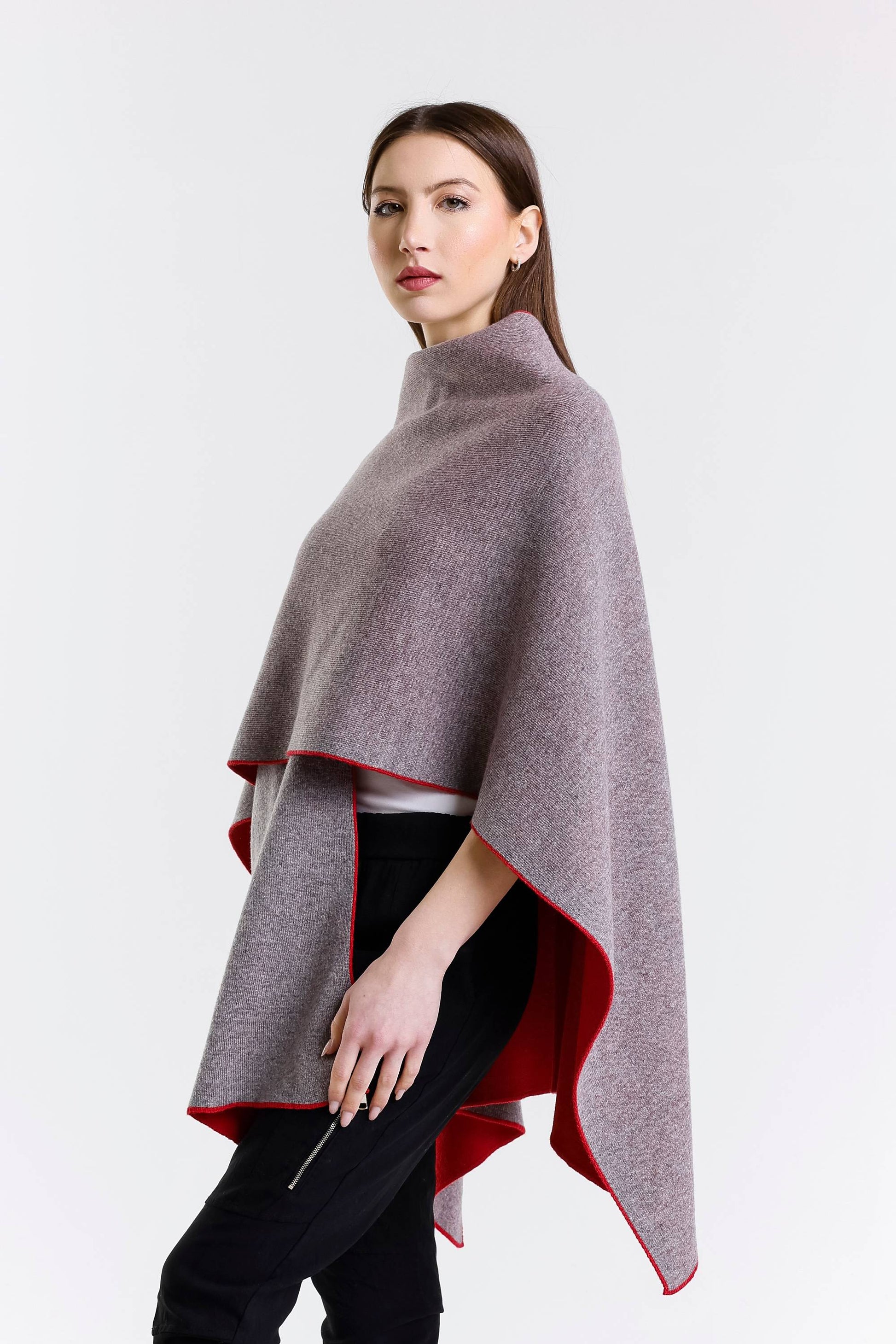 Kiersten Merino/Cashmere Reversible Wrap 632 Red/Gray-6