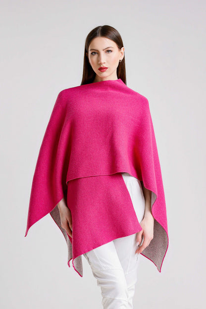 Kiersten Merino/Cashmere Reversible Wrap 953 Peony/Gray-3