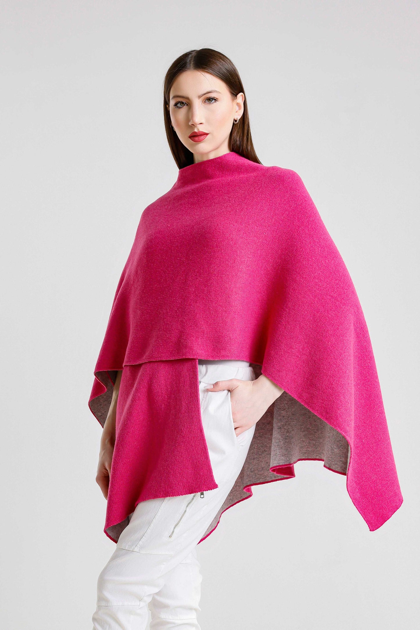Kiersten Merino/Cashmere Reversible Wrap 953 Peony/Gray-5
