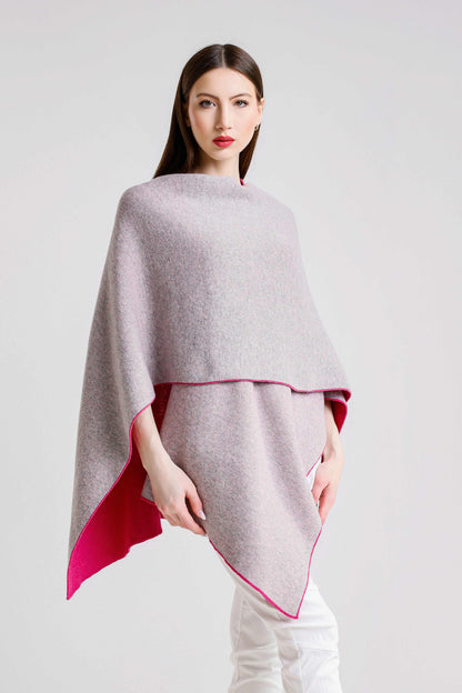 Kiersten Merino/Cashmere Reversible Wrap 953 Peony/Gray-6
