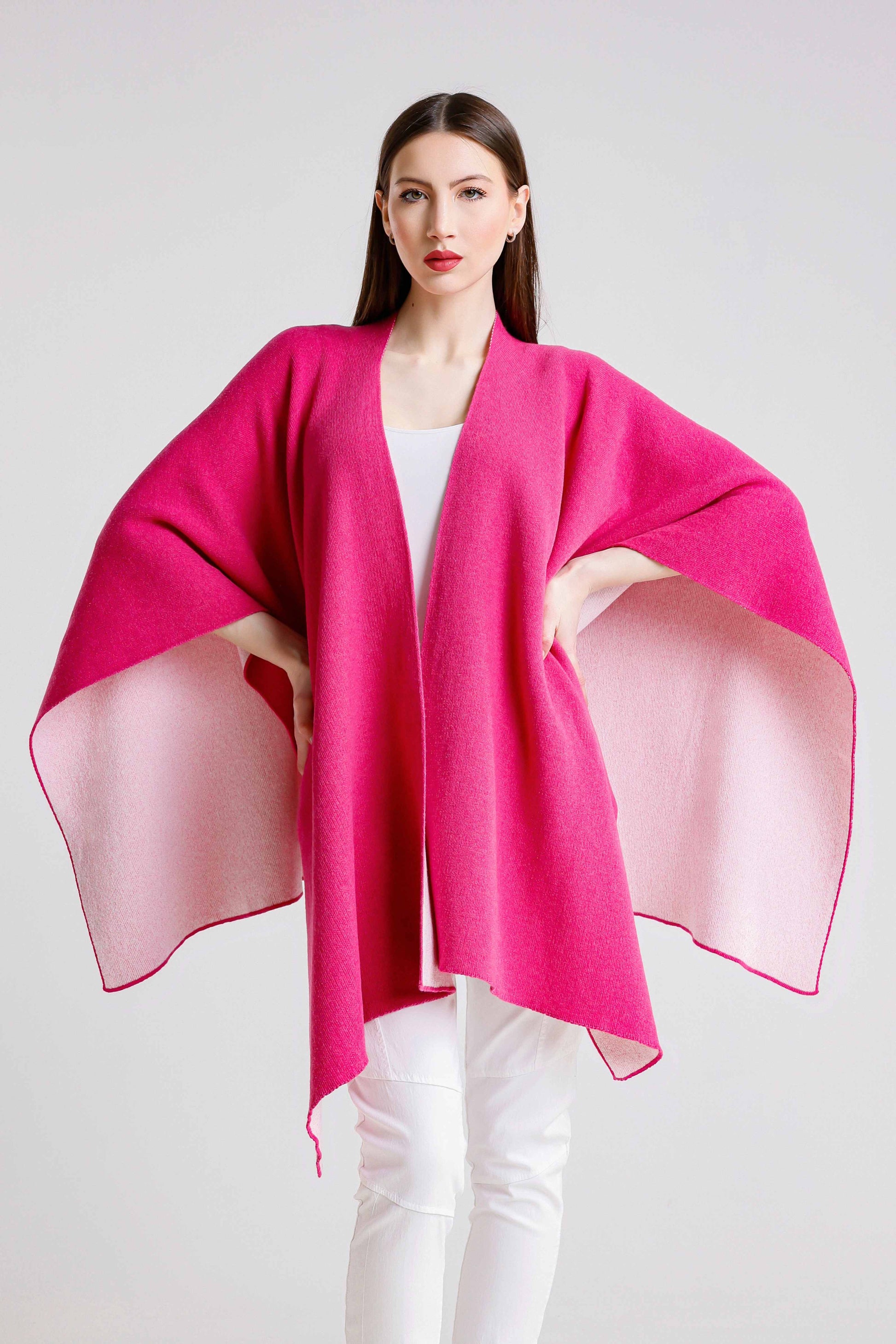 Kiersten Merino/Cashmere Reversible Wrap 954 Peony/Cream-1