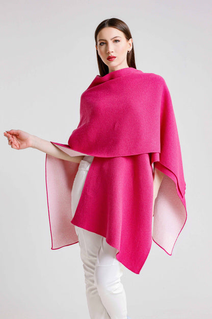 Kiersten Merino/Cashmere Reversible Wrap 954 Peony/Cream-5