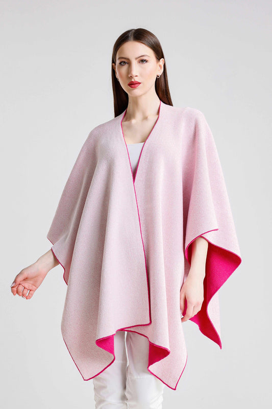 Kiersten Merino/Cashmere Reversible Wrap 954 Peony/Cream-2