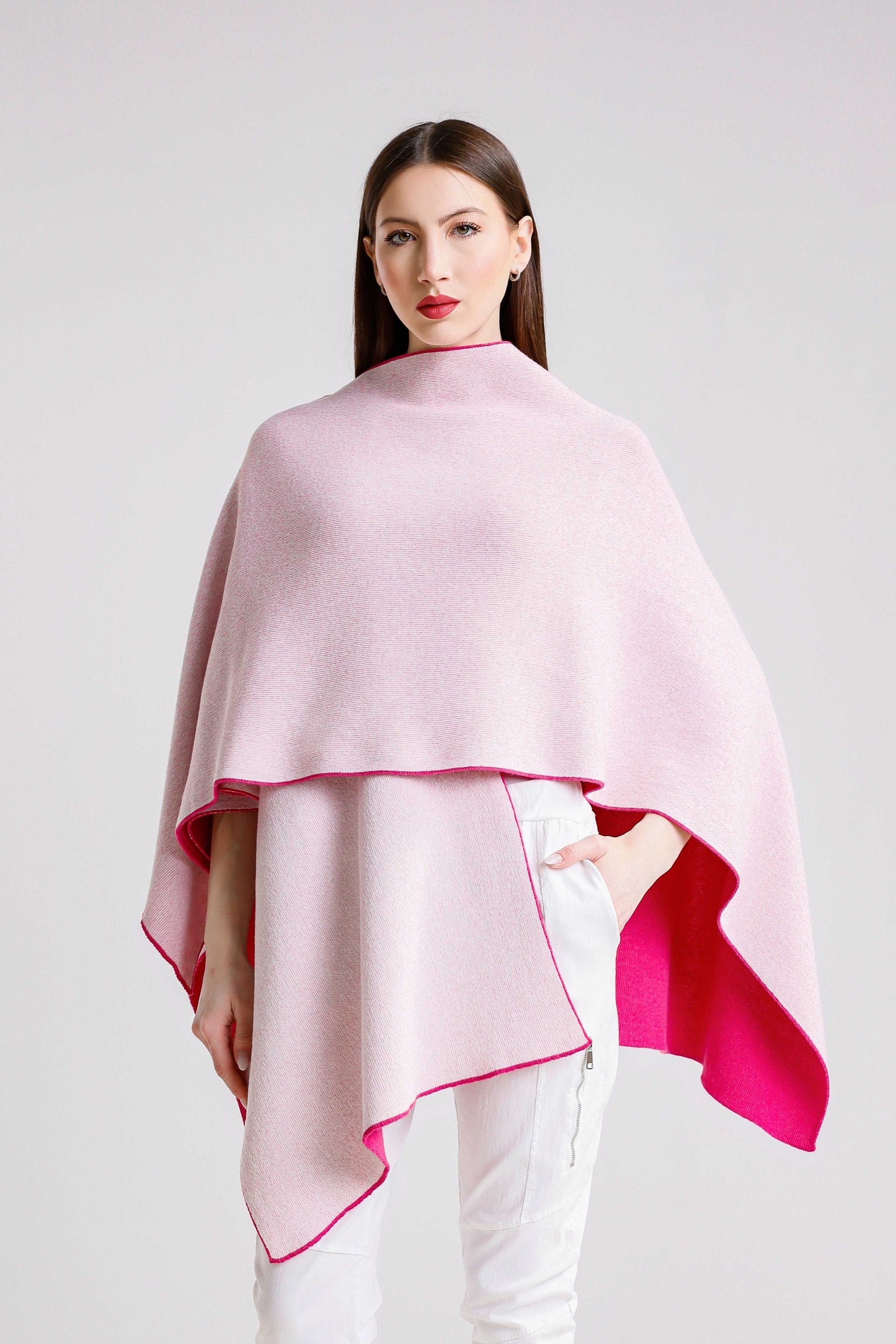 Kiersten Merino/Cashmere Reversible Wrap 954 Peony/Cream-6