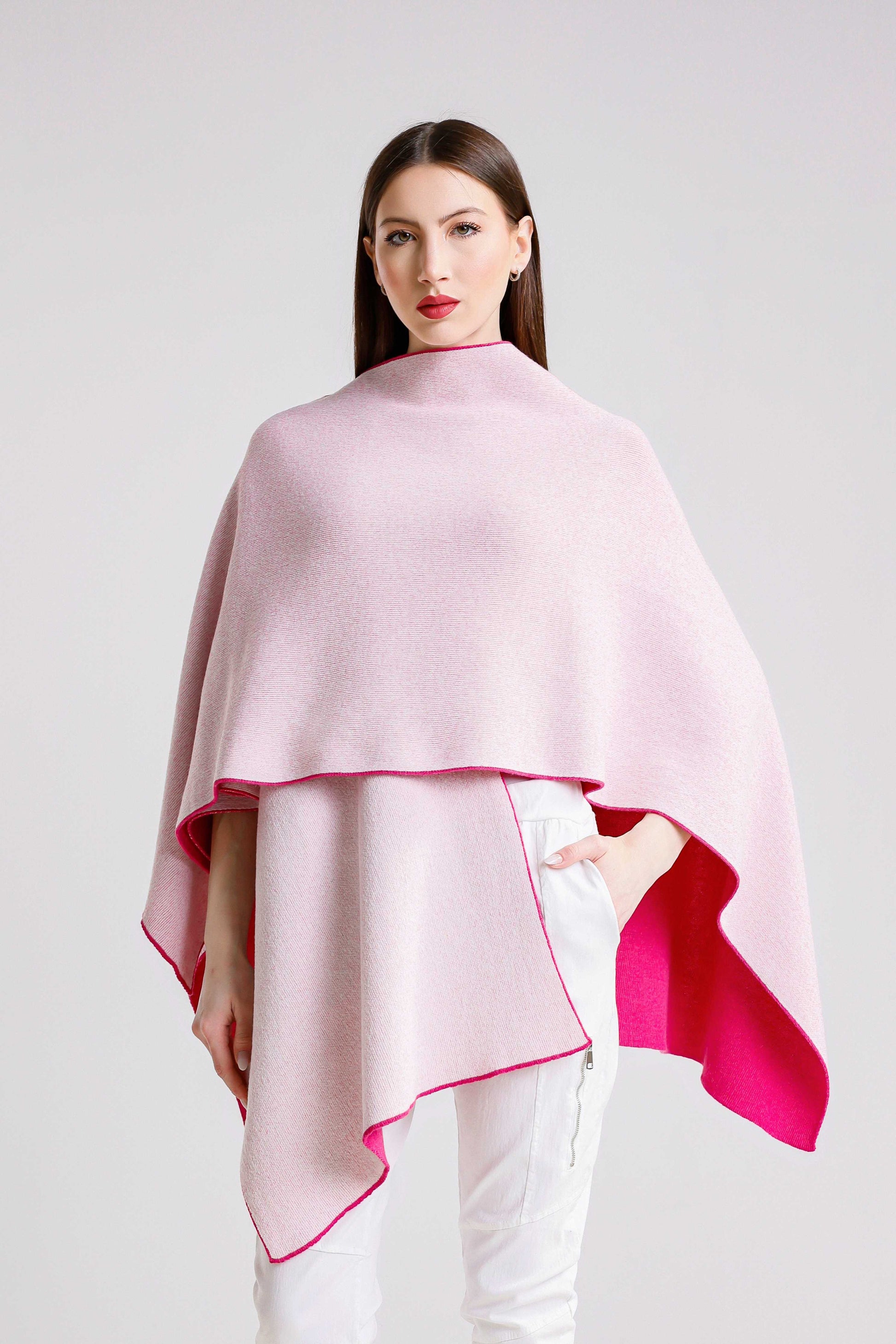 Kiersten Merino/Cashmere Reversible Wrap 954 Peony/Cream-6