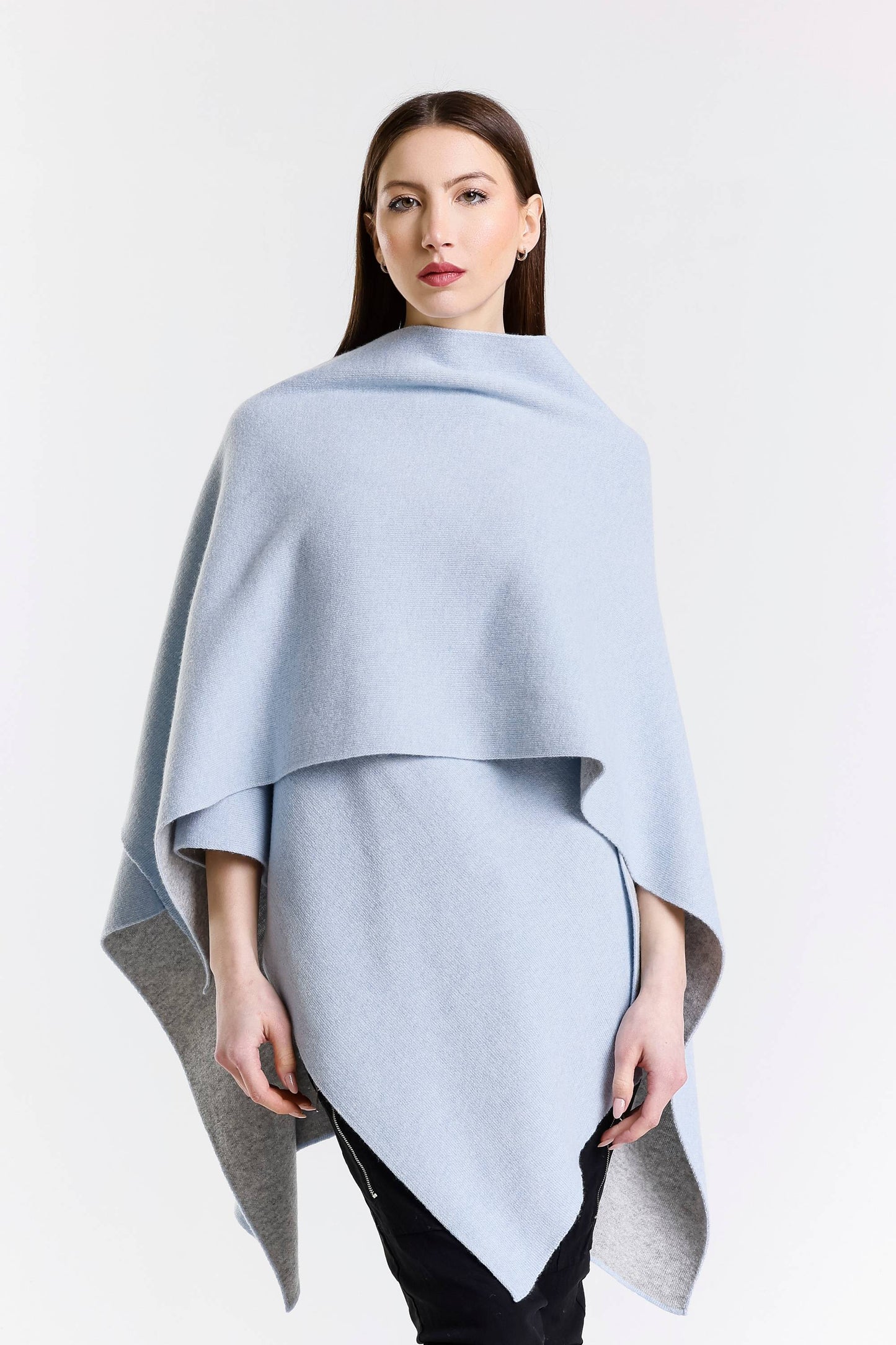 Kiersten Merino/Cashmere Reversible Wrap 966 Sky Blue/Grey-3