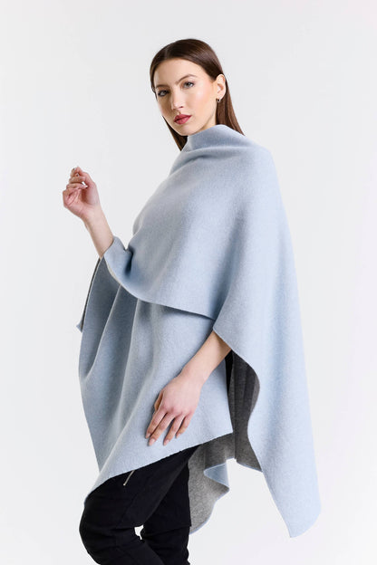 Kiersten Merino/Cashmere Reversible Wrap 966 Sky Blue/Grey-5