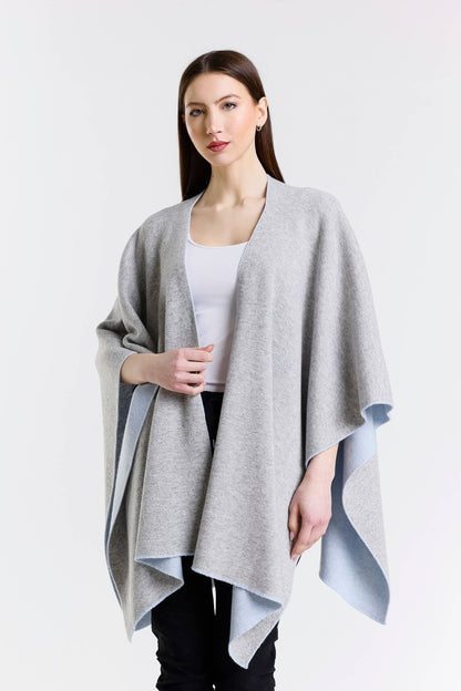 Kiersten Merino/Cashmere Reversible Wrap 966 Sky Blue/Grey-2