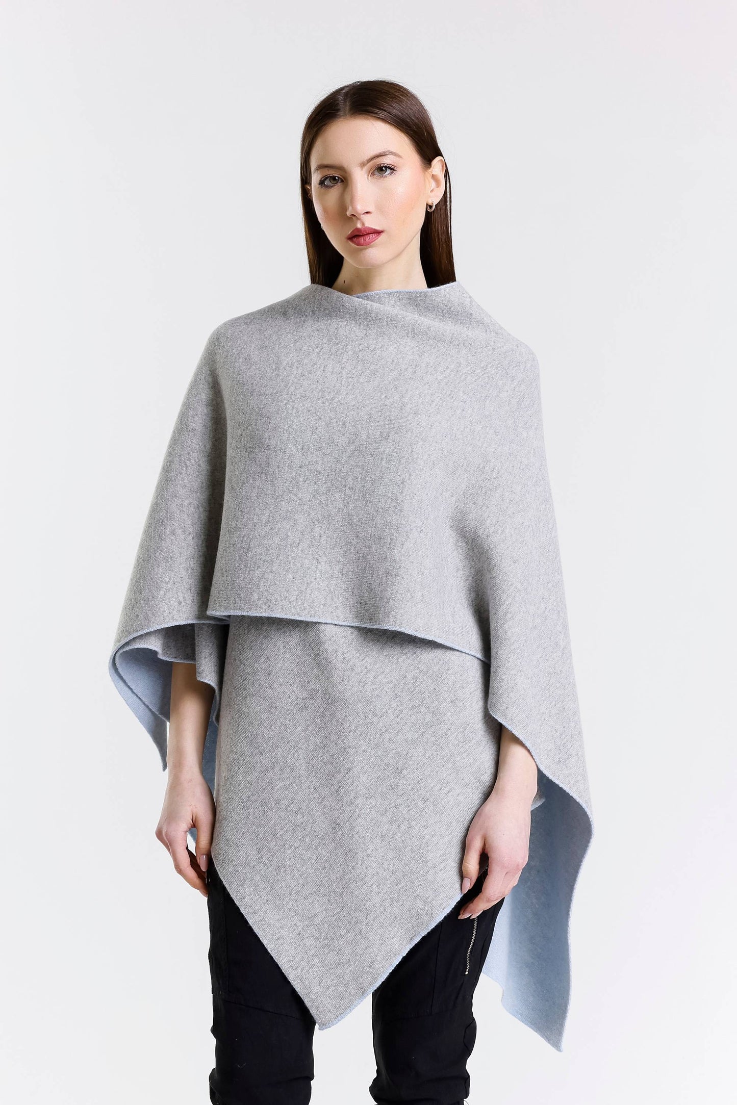 Kiersten Merino/Cashmere Reversible Wrap 966 Sky Blue/Grey-4
