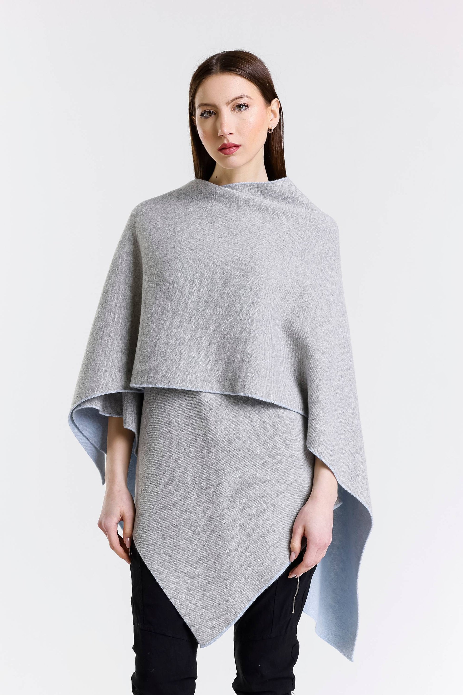 Kiersten Merino/Cashmere Reversible Wrap 966 Sky Blue/Grey-4