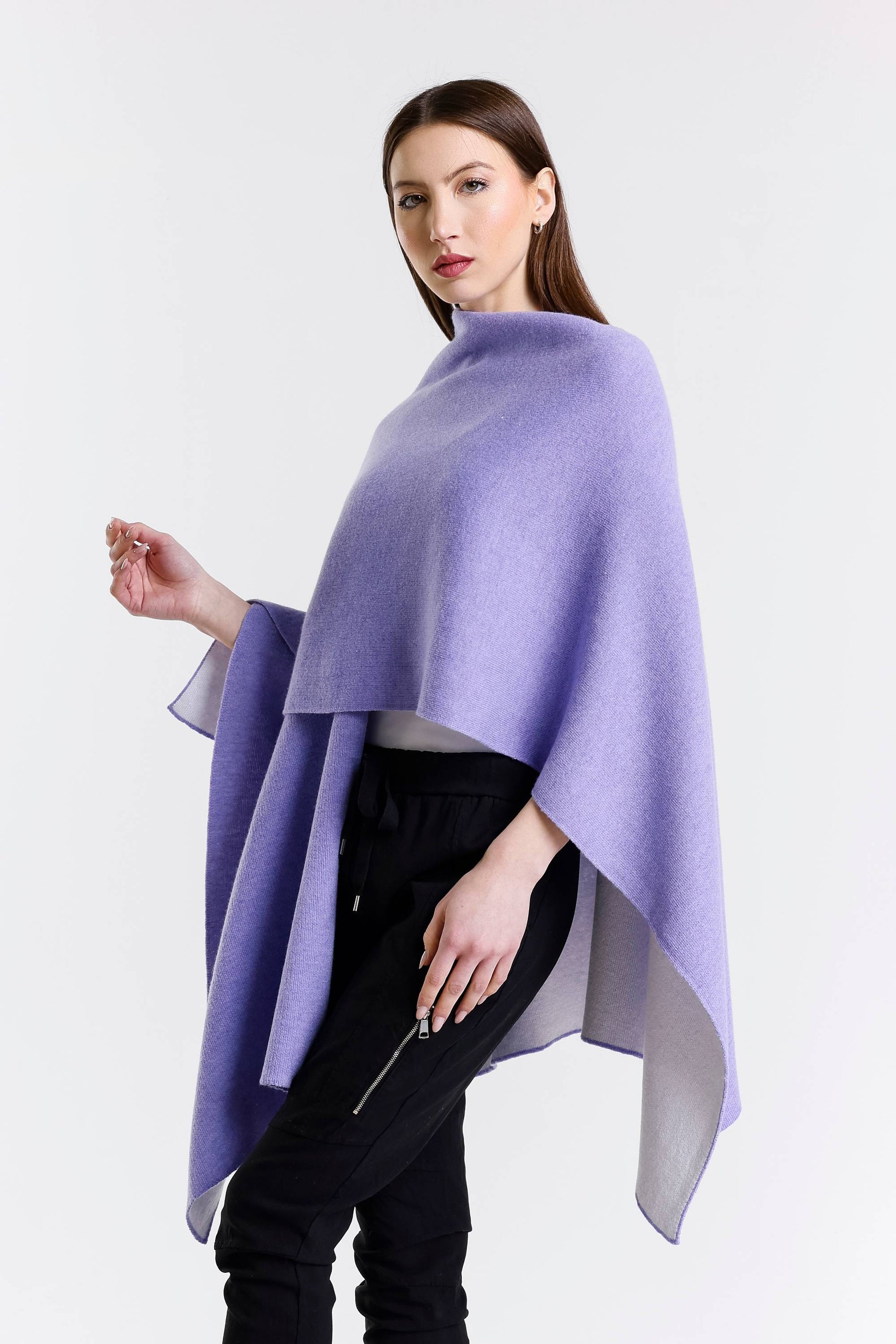Kiersten Merino/Cashmere Reversible Wrap 537 Lilac/Cream-3