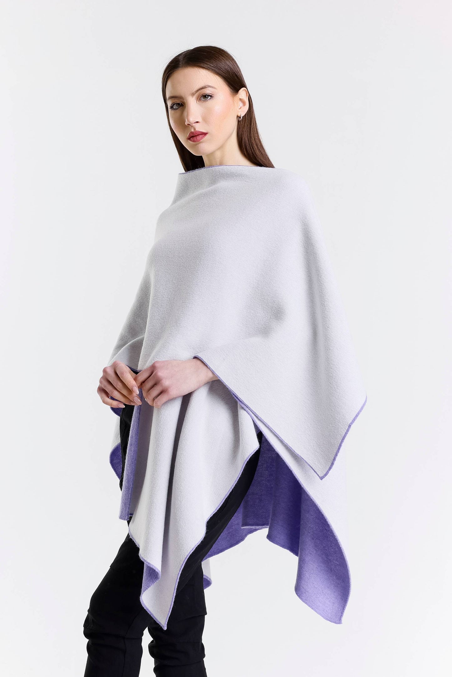 Kiersten Merino/Cashmere Reversible Wrap 537 Lilac/Cream-4
