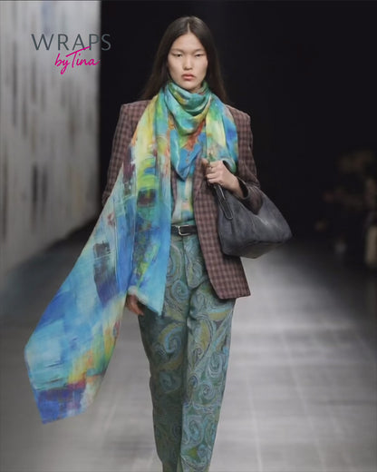 Valentina Hand Painted Premium Cashmere Wrap (W304P)