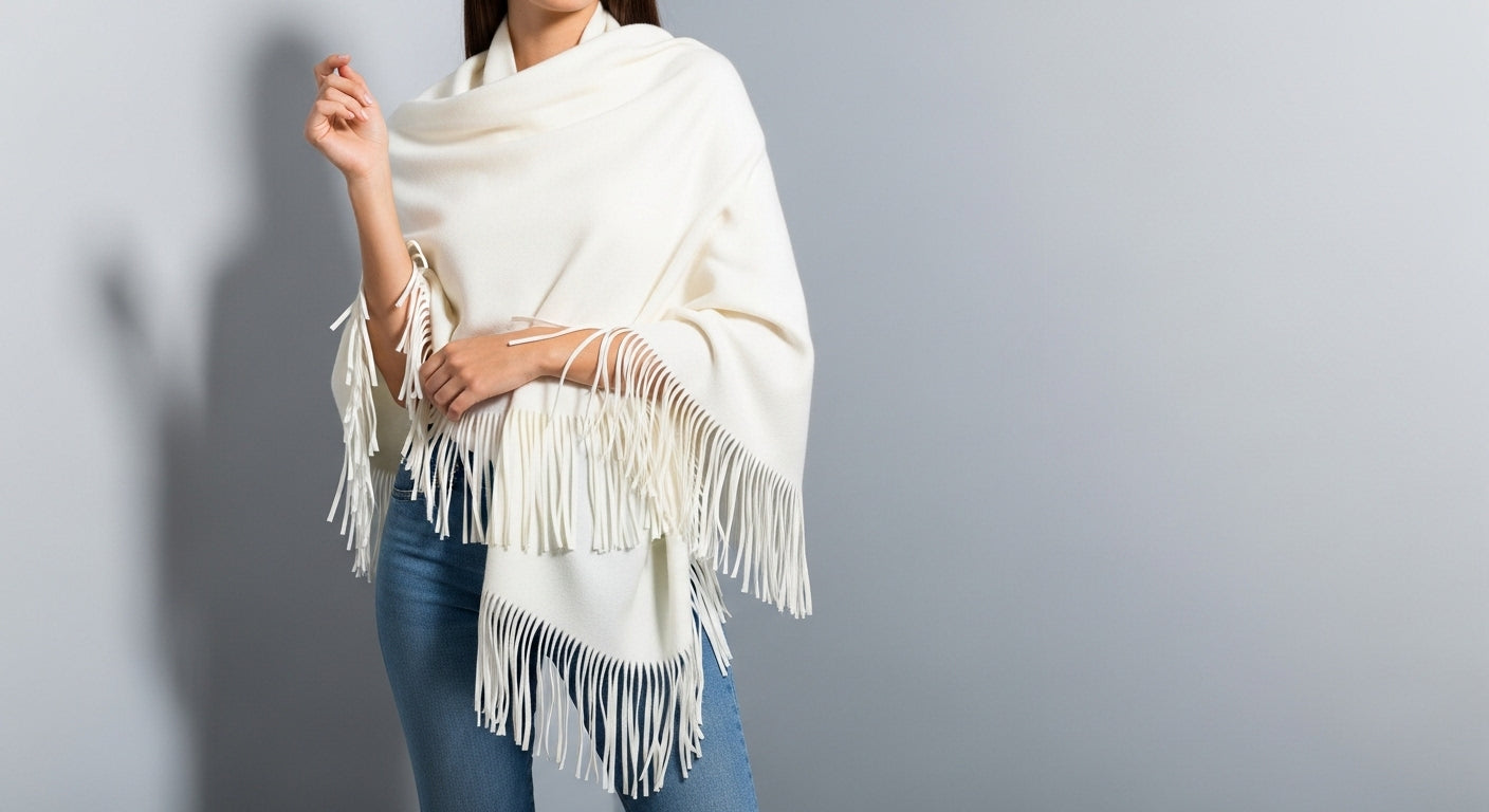 Yasmine Merino Cashmere Silk Wrap with Fringe