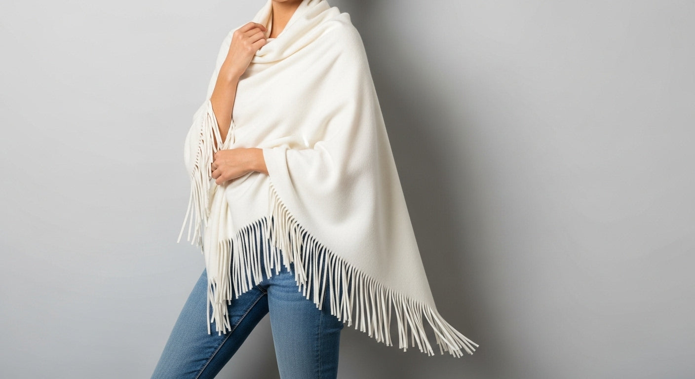 Yasmine Merino Cashmere Silk Wrap with Fringe